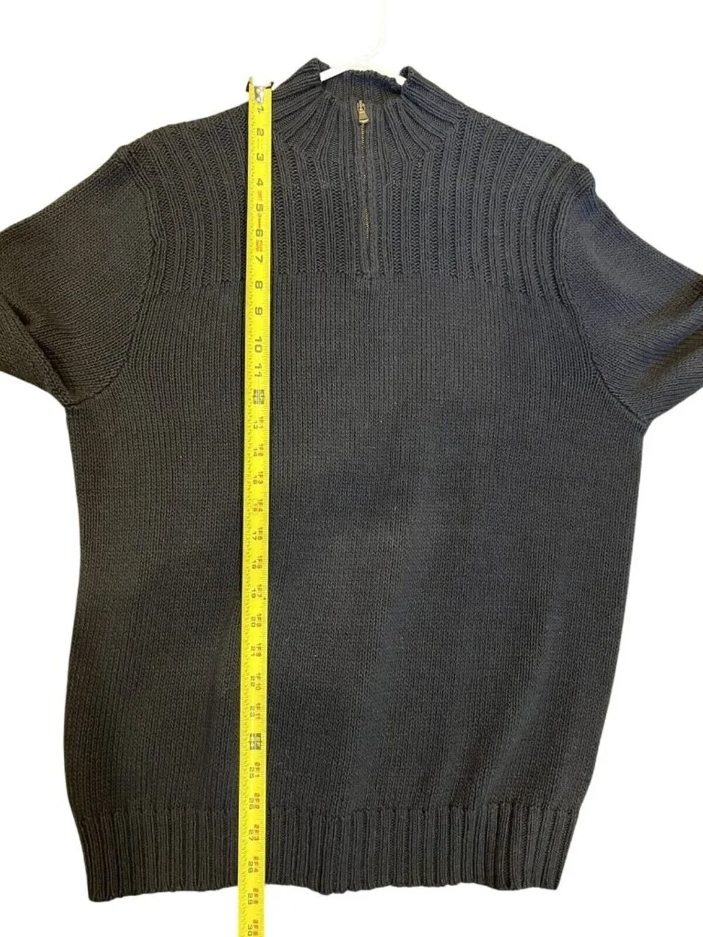Polo Ralph Lauren navy blue cotton/linen blend 1/4 zip pullover  men’s L preppy